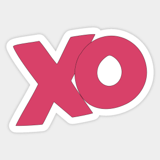 XO hugs and kisses cartoon text art in dark pink Sticker